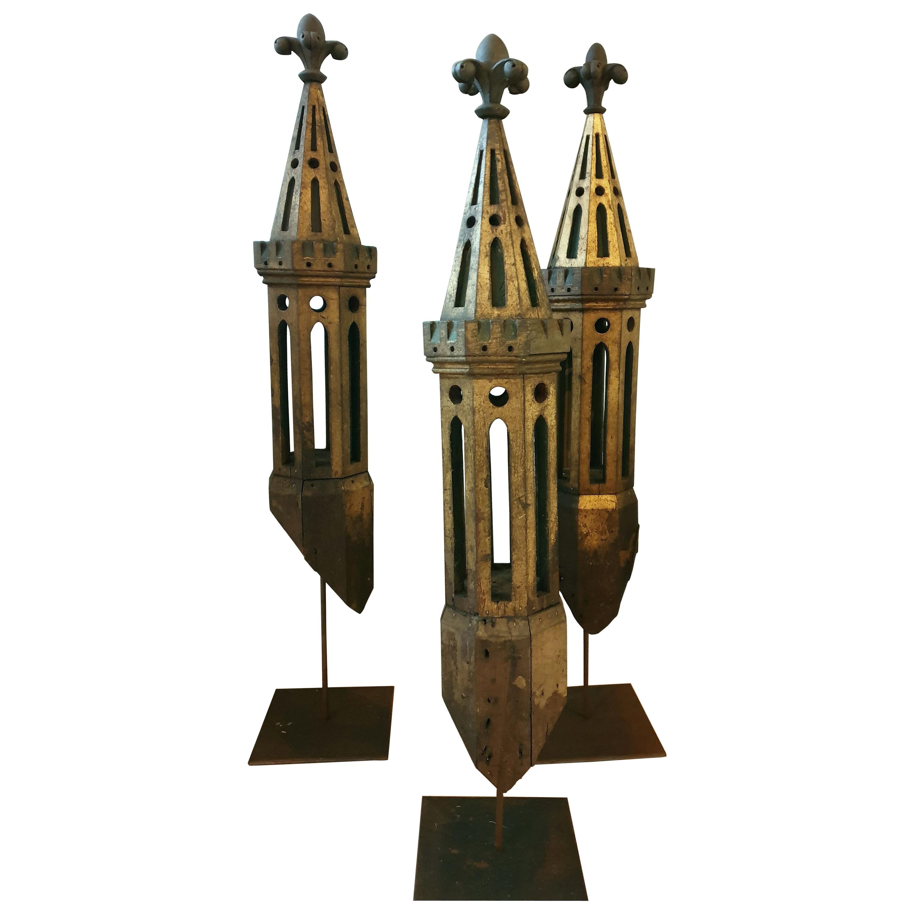 3 Decorative Architectural Church Tower Models For Sale