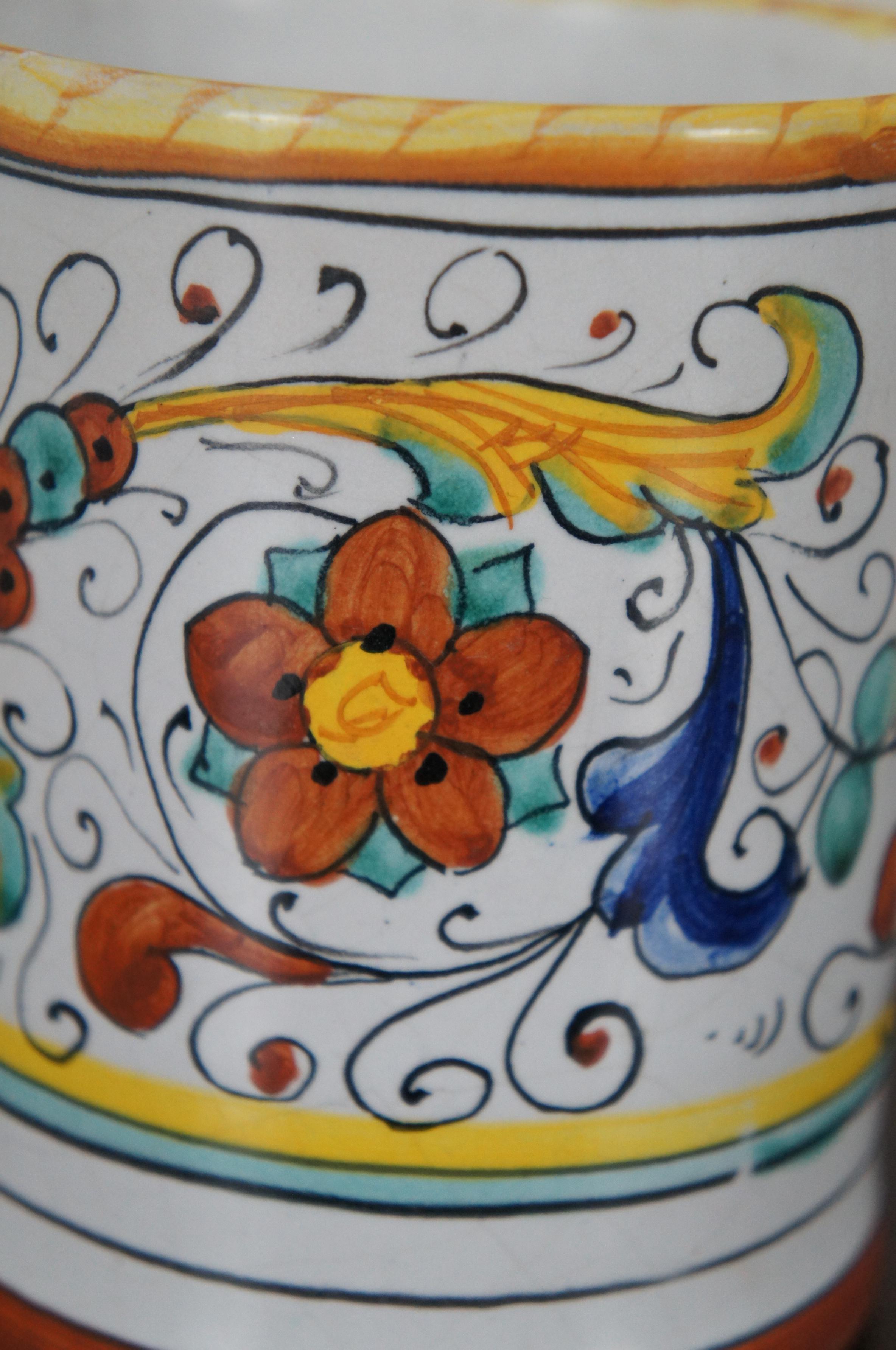 3 Deruta Italian Majolica Pottery Coffee Mugs Cups Raffaellesco Dragon 4