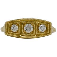 3 Diamanten 14 Karat Gold Edwardian Style Trinity Verlobungsring Ehering