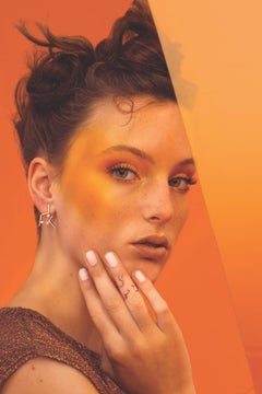 3 Diamond Double Sided Lightning Earring 'Single' in 14 Karat Rose Gold