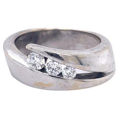 3 Diamonds Tention Ring -18K white gold, 0.3ct netural diamonds, vintage ring