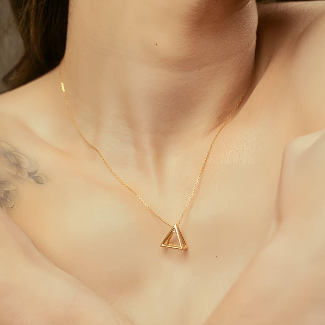da uomo o donna Collana piramidale tridimensionale a 18 carati con accenti di diamante in vendita