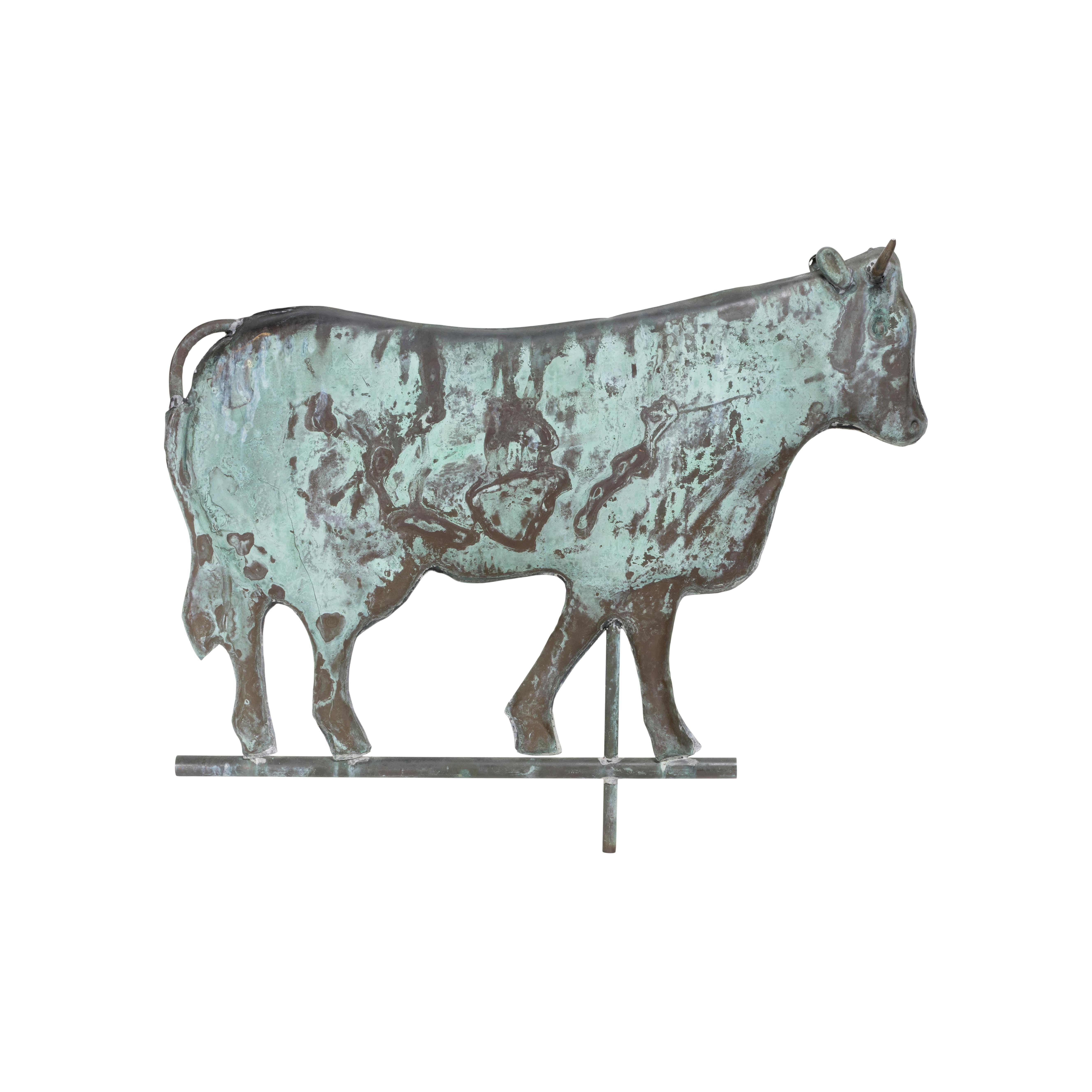 Hand-Crafted 3 Dimensional Cow Form Weather Vane For Sale