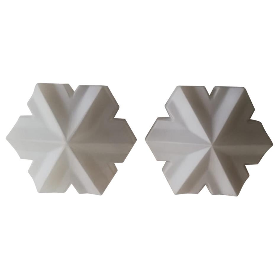 3 Dimensional Hexagonal Opal Glass Pair of Wall Lamps by BEGA, 1960s Germany