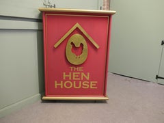 3 Dimensional Metal Framed Hanging Pub Sign. The Hen House