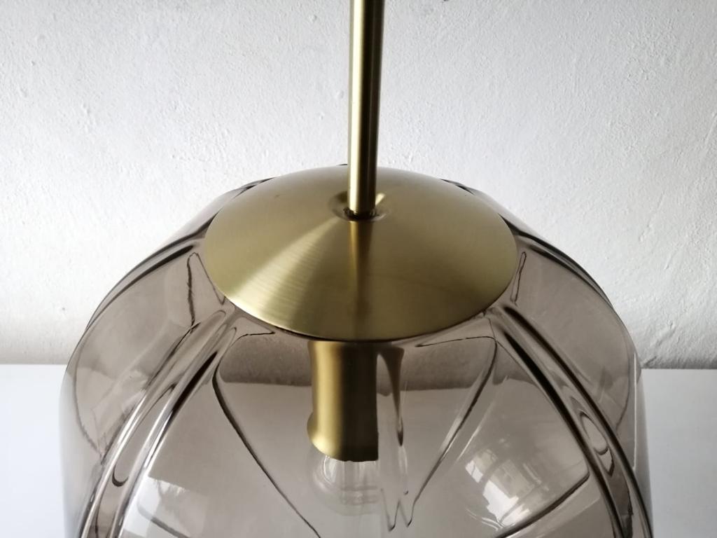 3 Dimensional Smoked Glass Pendant Lamp by Peill Putzler, 1960s Germany For Sale 5