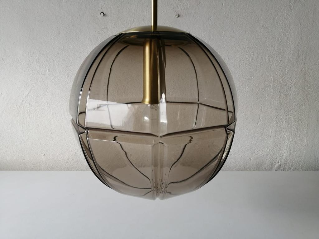 Mid-Century Modern 3 Dimensional Smoked Glass Pendant Lamp by Peill Putzler, 1960s Germany For Sale