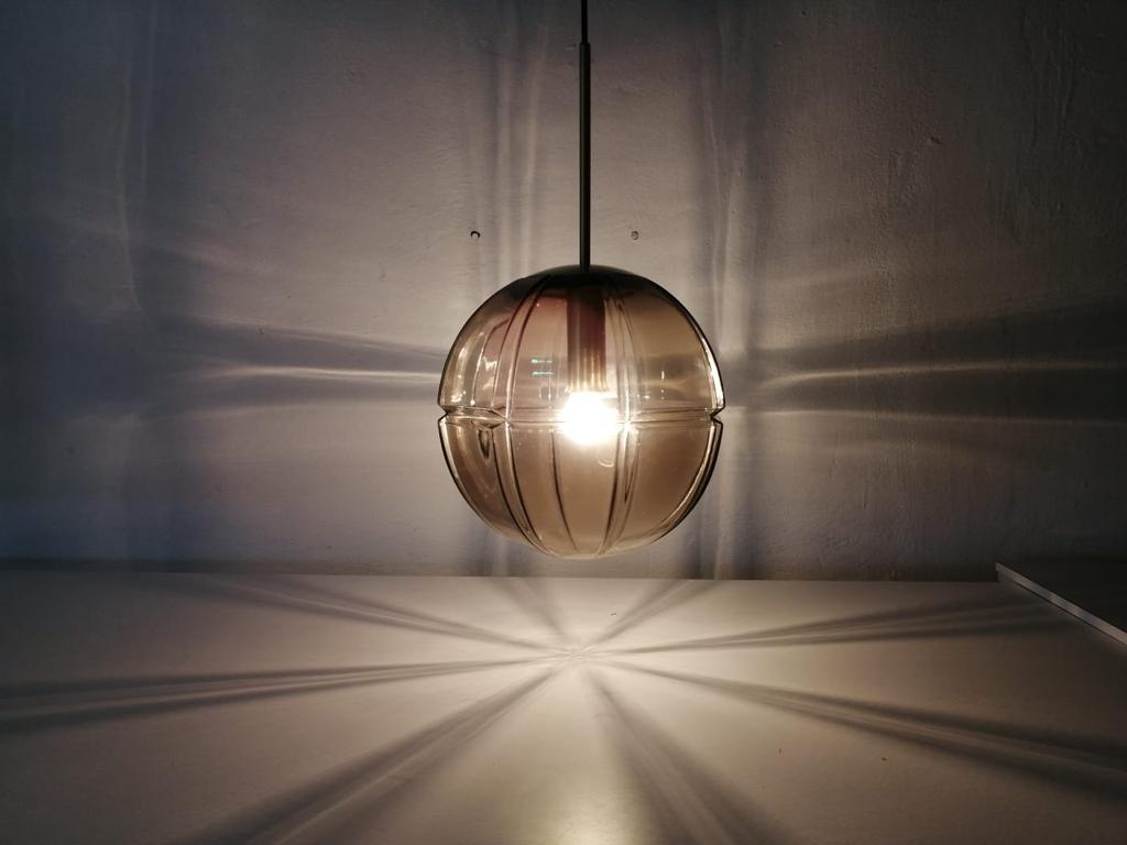 3 Dimensional Smoked Glass Pendant Lamp by Peill Putzler, 1960s Germany For Sale 3