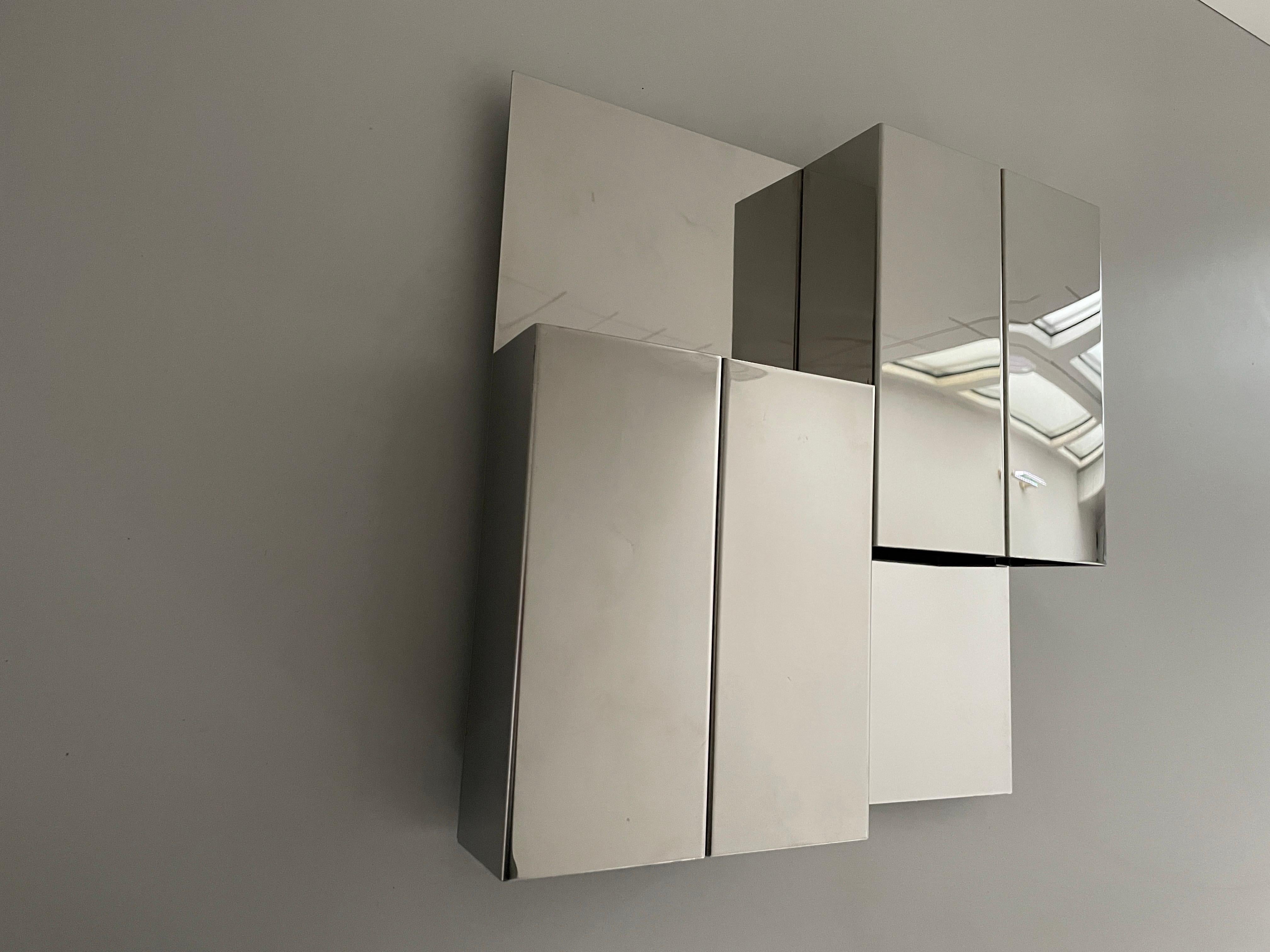 3 Dimensional Square Design Chrome Wall Lamp, 1970s, Italy For Sale 2