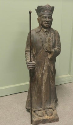 3 Dimensional Terracotta Statue Khmer or Cambodian Priest