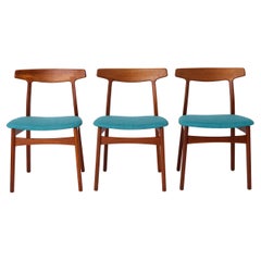 3 Chaises de salle à manger 1960, par Henning Kjaernulf pour Bruno Hansen, Danemark