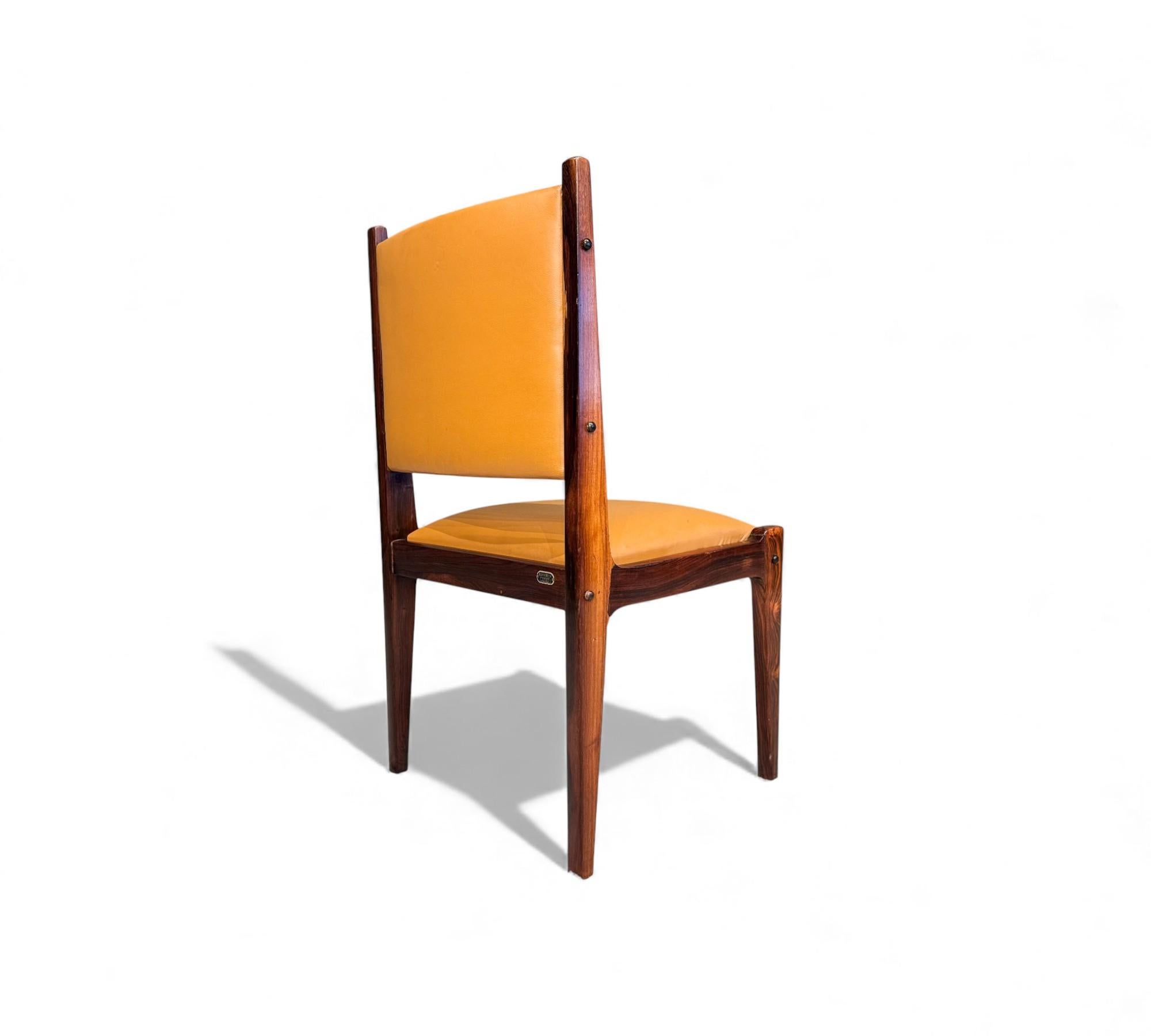 3 Dining Chairs in Hardwood & Leather, Sergio Rodrigues for Bloch, 1960s en venta 2