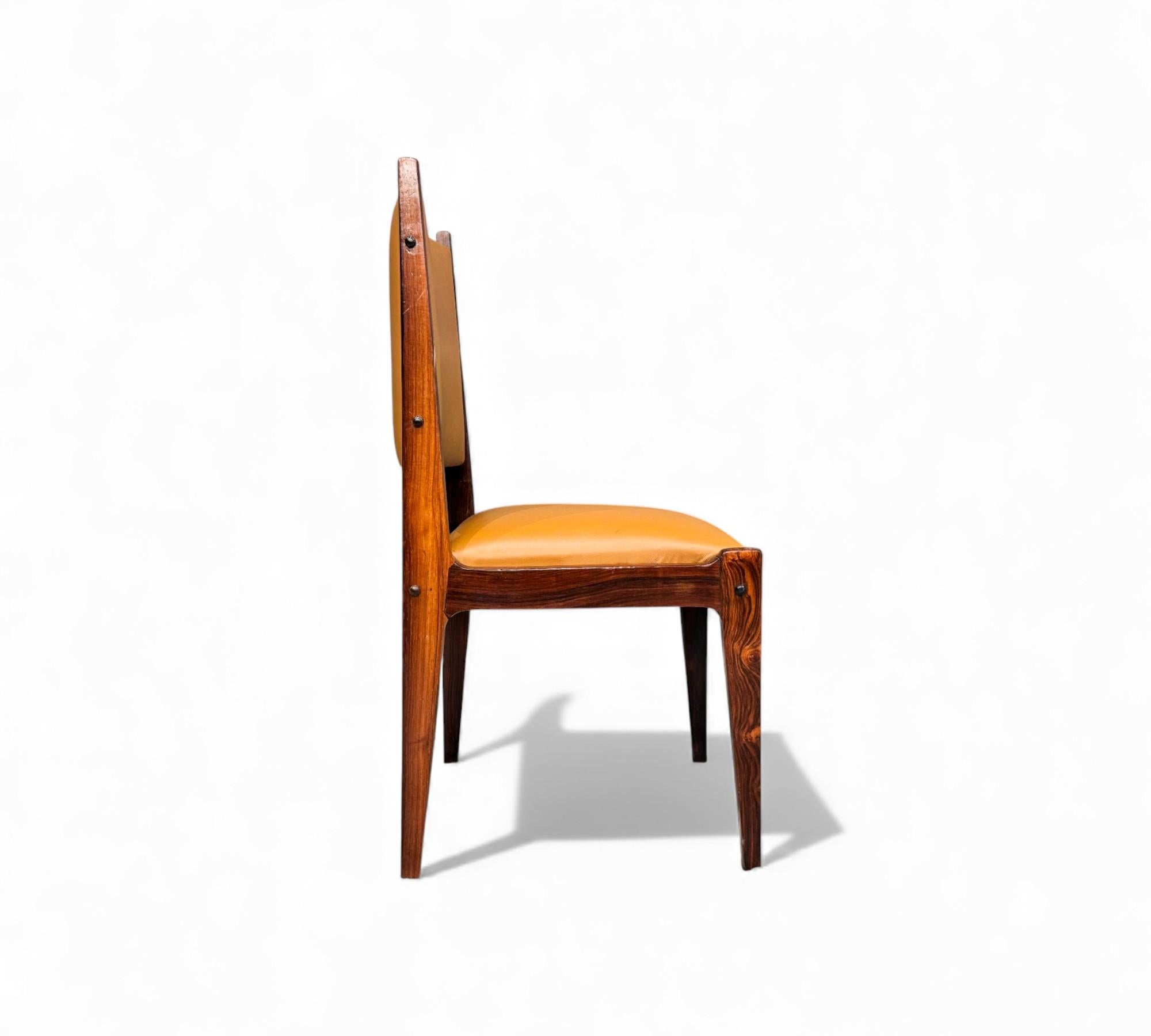 3 Dining Chairs in Hardwood & Leather, Sergio Rodrigues for Bloch, 1960s en venta 3