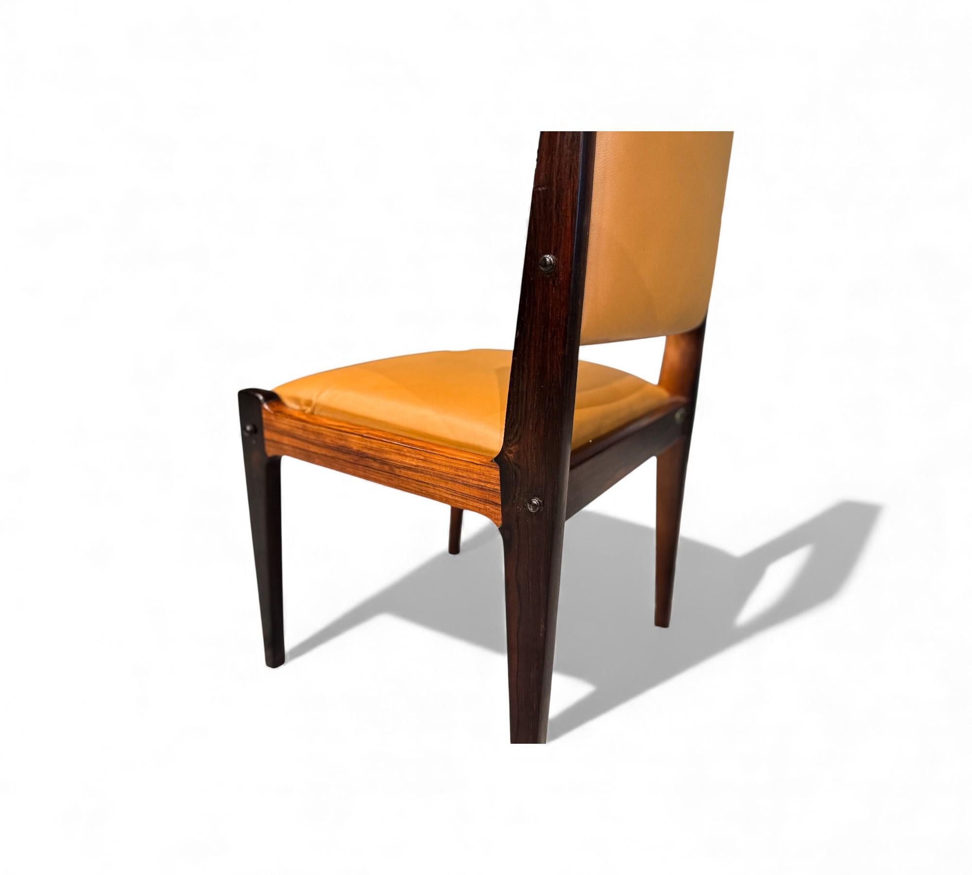 3 Dining Chairs in Hardwood & Leather, Sergio Rodrigues for Bloch, 1960s en venta 5