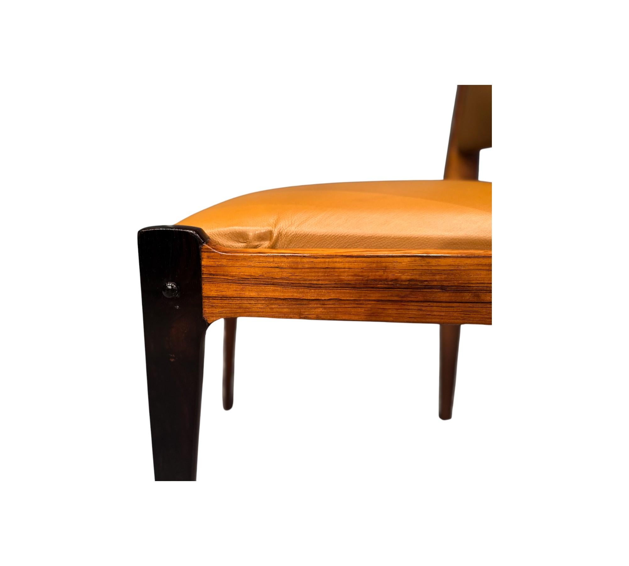 3 Dining Chairs in Hardwood & Leather, Sergio Rodrigues for Bloch, 1960s en venta 9