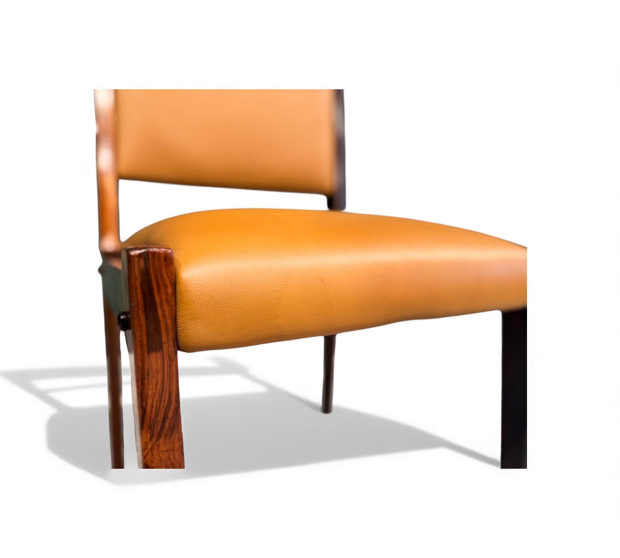 3 Dining Chairs in Hardwood & Leather, Sergio Rodrigues for Bloch, 1960s en venta 11