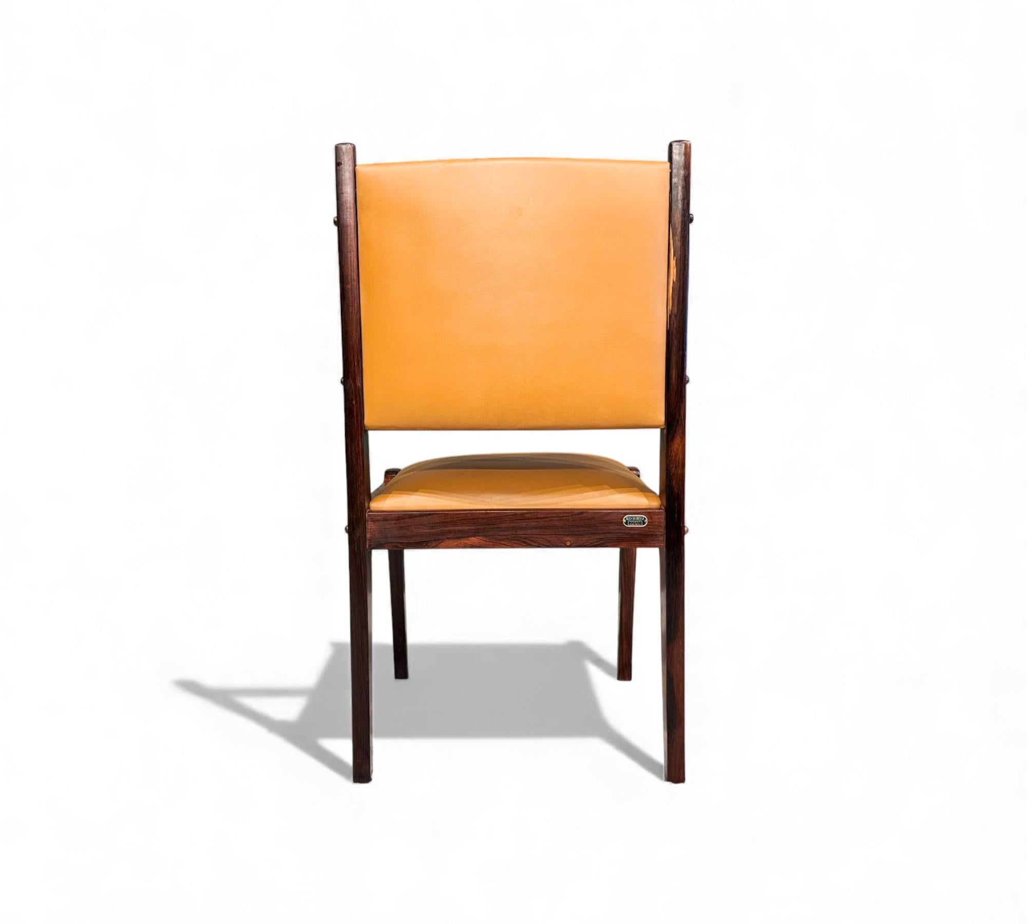 3 Dining Chairs in Hardwood & Leather, Sergio Rodrigues for Bloch, 1960s en venta 1