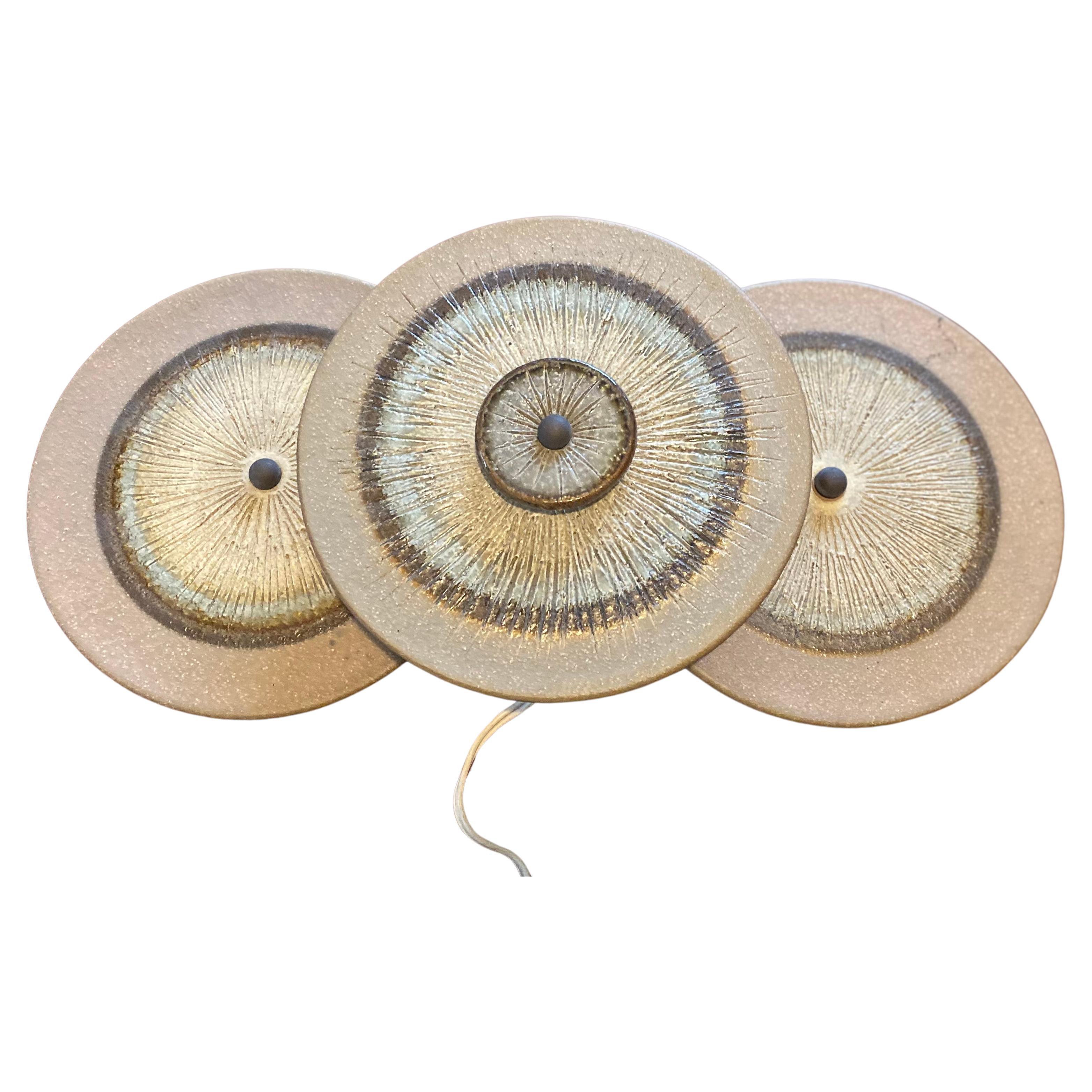3-disc Danish mid-century modern ceramic wall light by Noomi Backhausen, Søholm For Sale