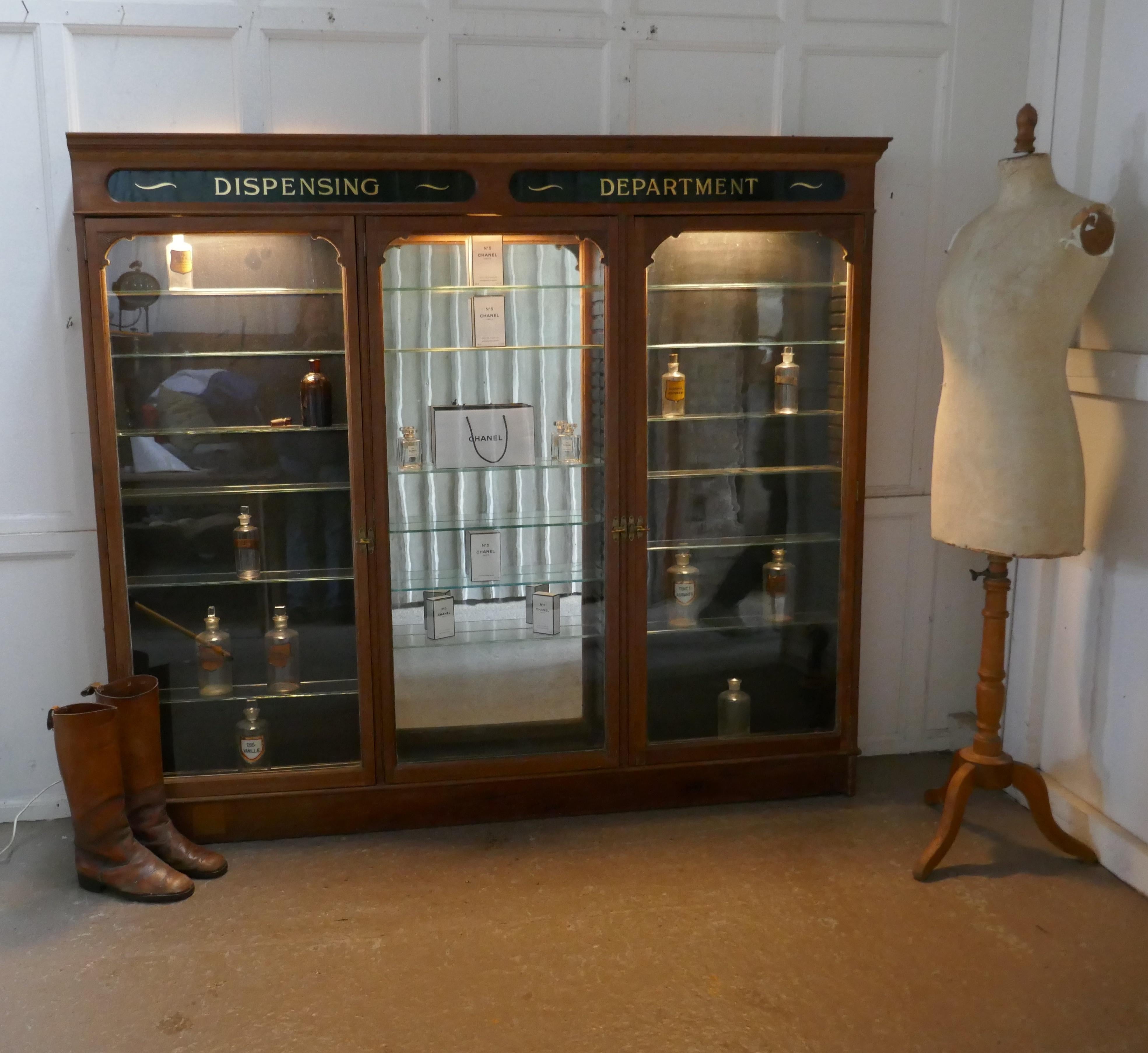 3 Door Edwardian Glazed Mahogany Chemists Pharmacy Cabinet 4