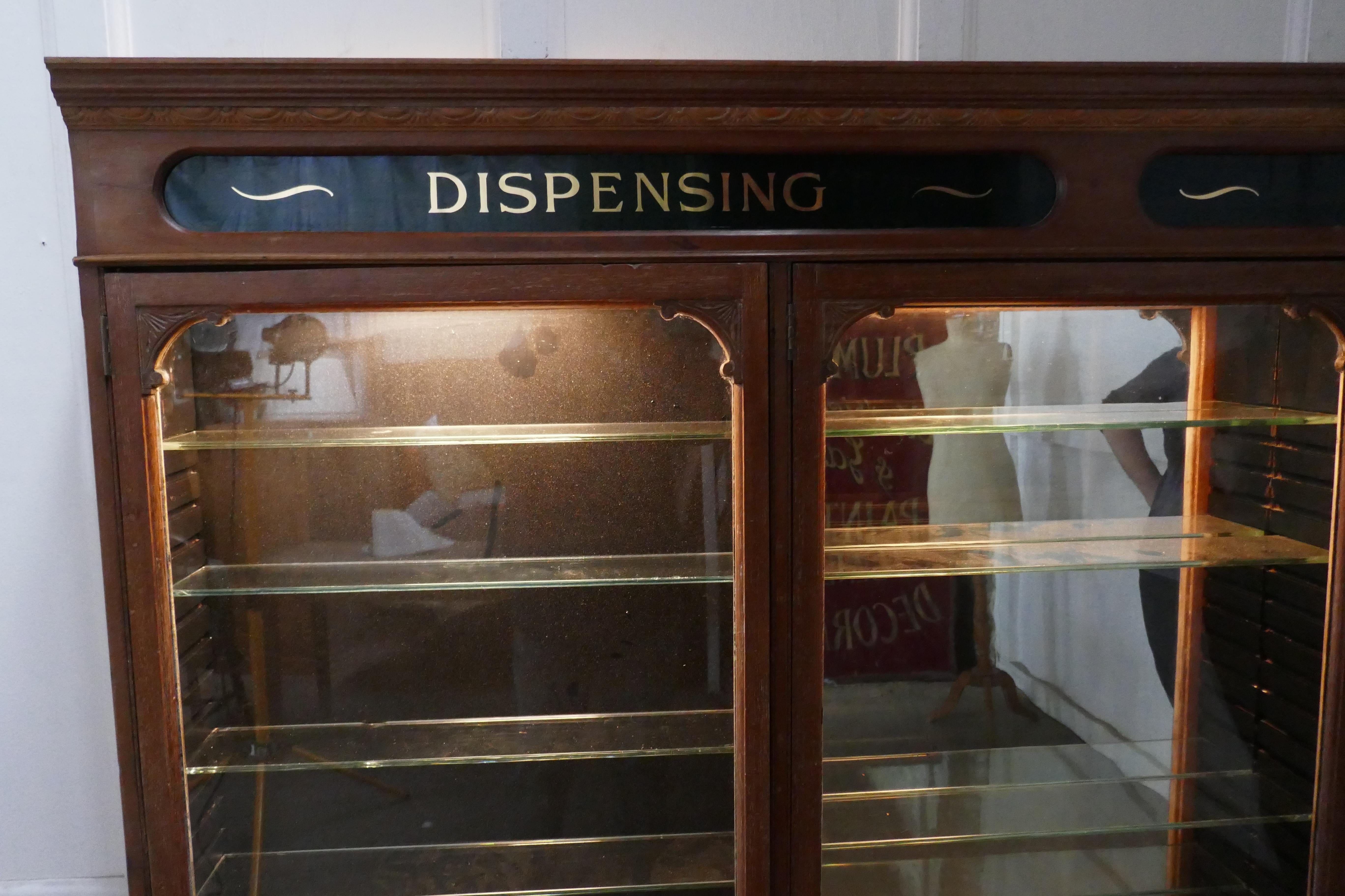 3 Door Edwardian Glazed Mahogany Chemists Pharmacy Cabinet In Good Condition In Godshill, Isle of Wight