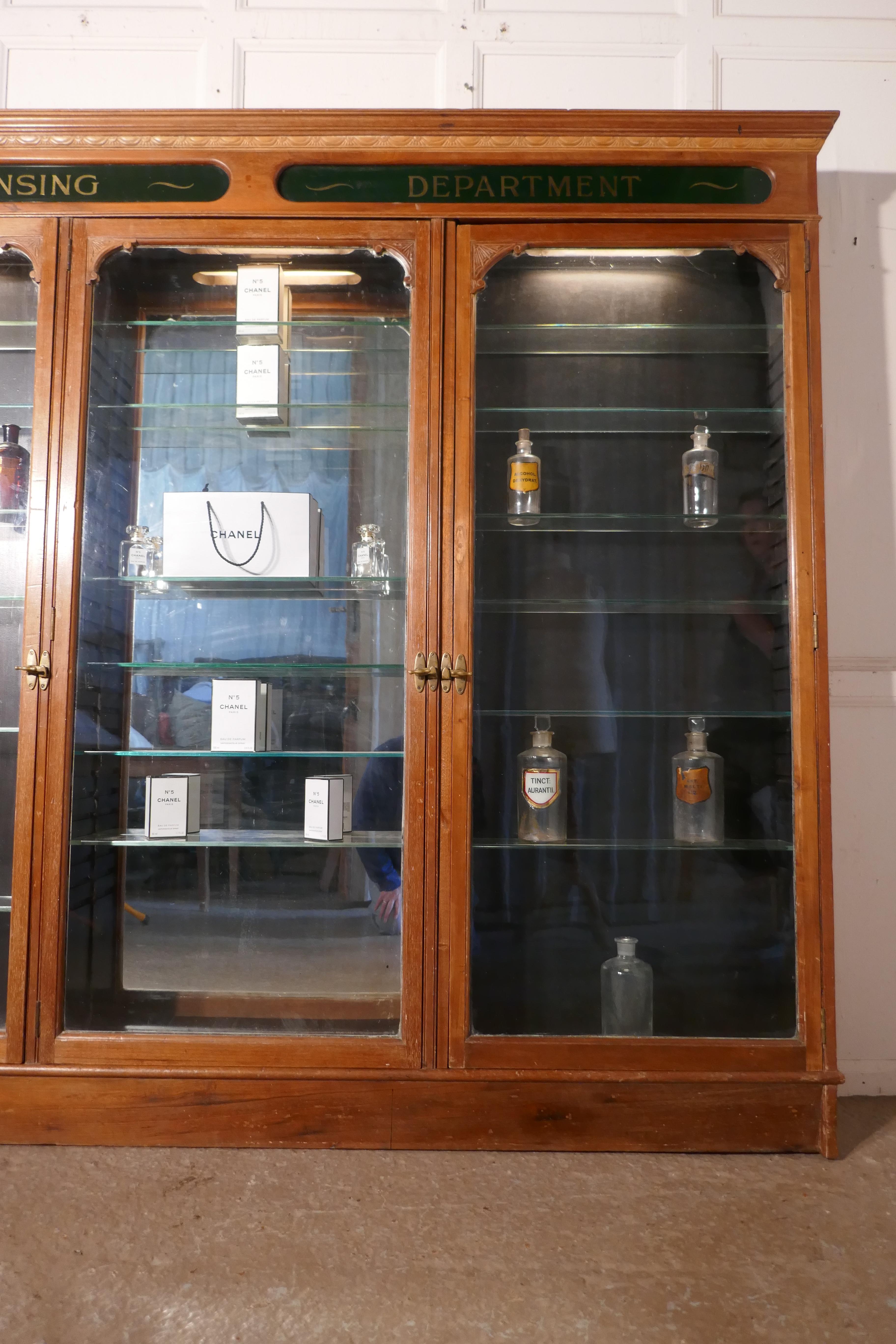 3 Door Edwardian Glazed Mahogany Chemists Pharmacy Cabinet 2