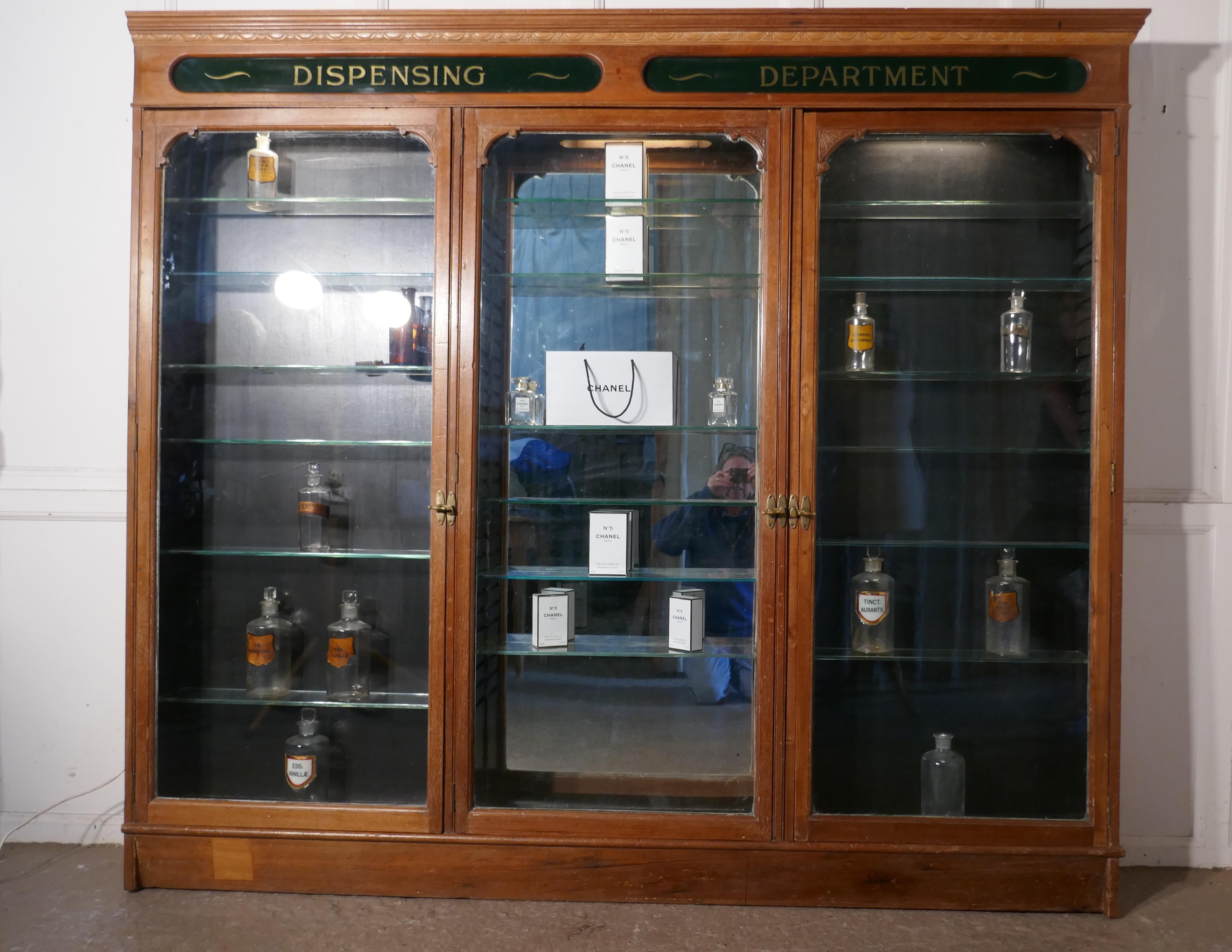 3 Door Edwardian Glazed Mahogany Chemists Pharmacy Cabinet 3