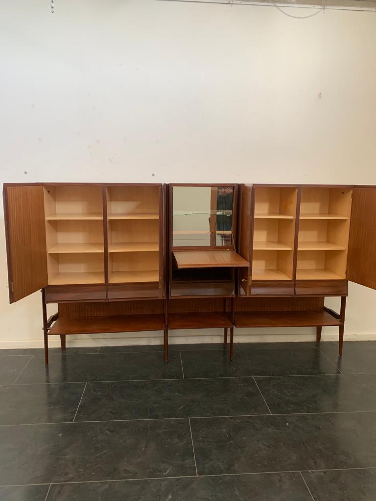 3-Door Highboard in Teak and Parchment, 1960s For Sale 7
