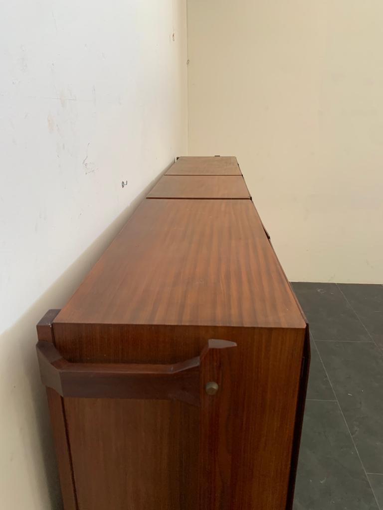 3-Door Highboard in Teak and Parchment, 1960s For Sale 9