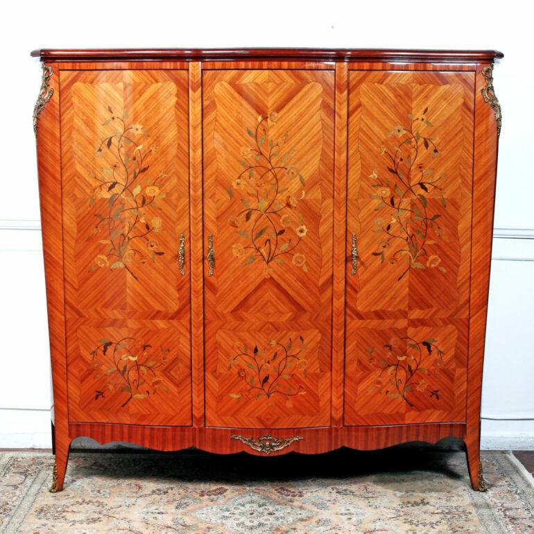 3 Door Kingwood Marquetry Armoire from Paris. C. 1940. In beautiful original condition.
