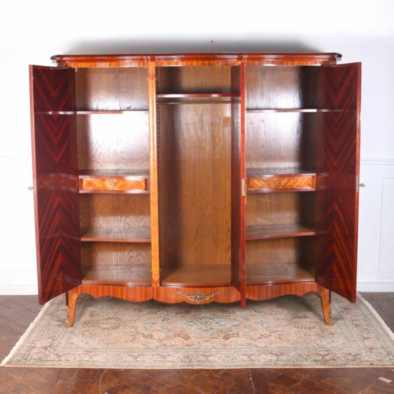 3 Door Kingwood Marquetry Armoire In Good Condition In Vancouver, British Columbia