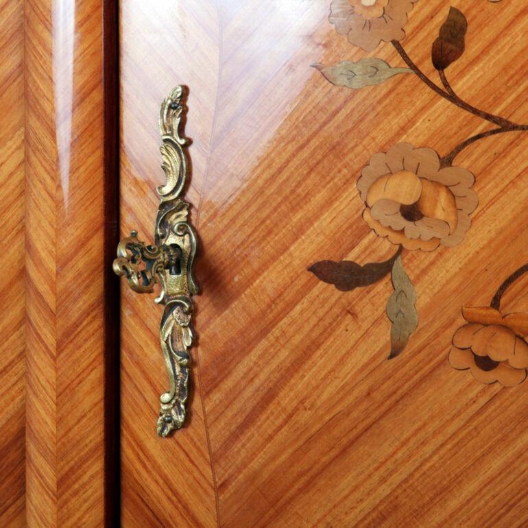 Brass 3 Door Kingwood Marquetry Armoire