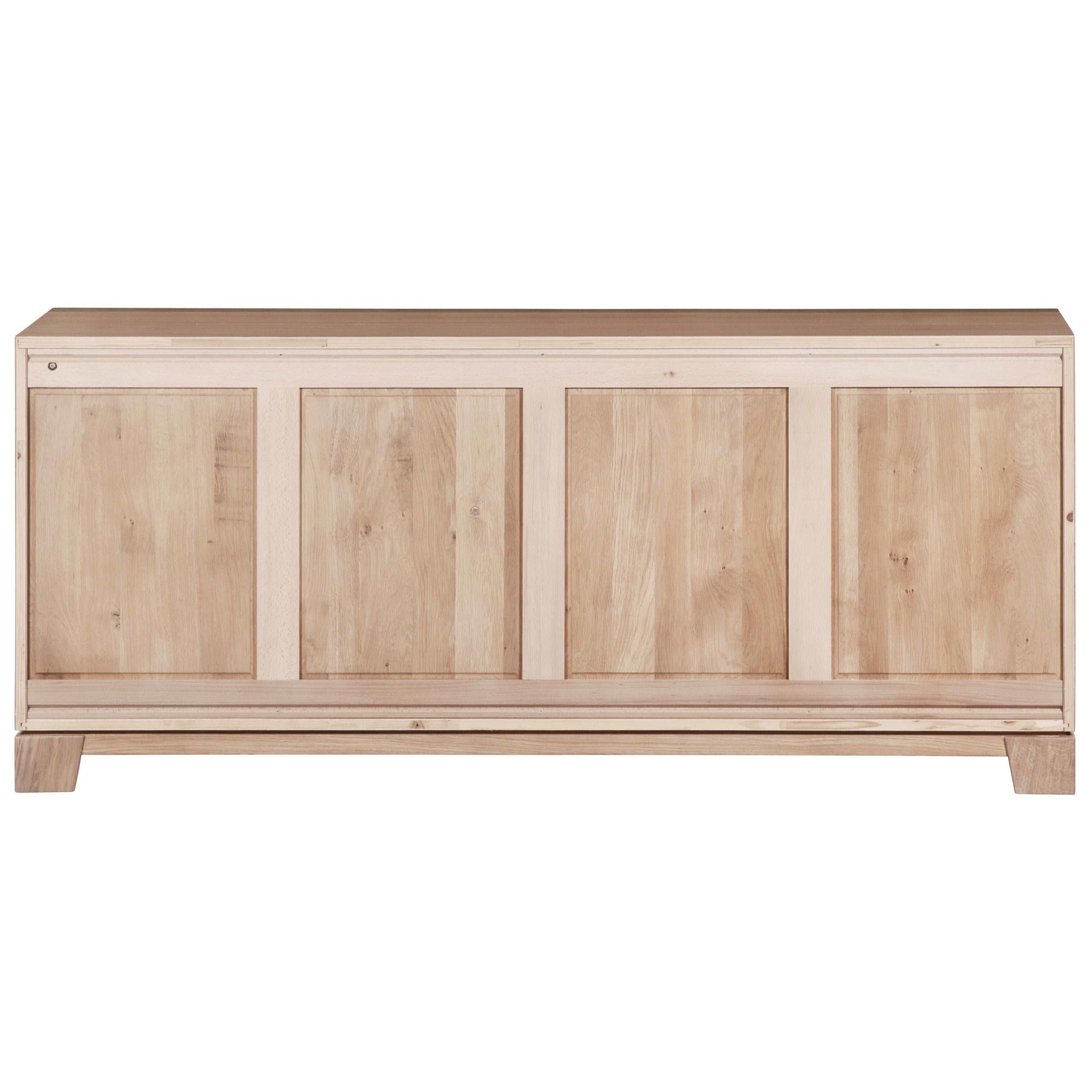 Contemporary 3-Door Sideboard with 3 Drawers in Natural Solid Oak, 100% Made in France For Sale