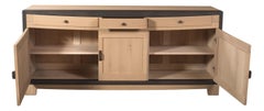 3 Doors Contemporary Sideboard in Oak with a Black Lacquered Frame
