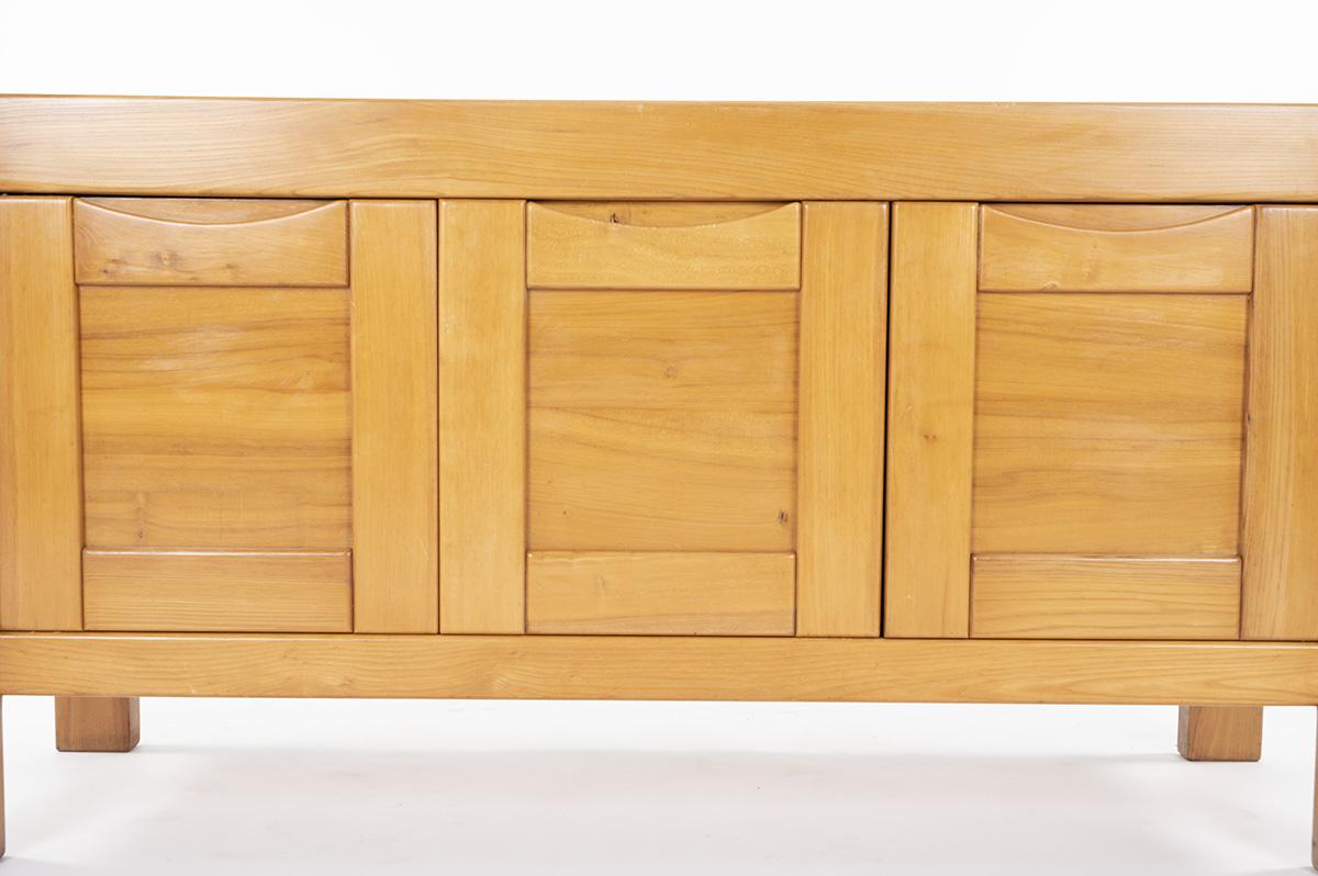 3 Doors Sideboard by Maison Regain Solid Elm, 1980 3