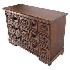 Used 3 Dovetail Drawers Heavily Carved Wooden Pulls Rope Edge Bachelor Chest Dresser