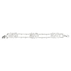 3 Dragon Pave Diamond Bracelet 18k White Gold 19.3g 7.5" Earth Mined Custom