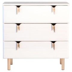 3 Drawer Ash Wood Dresser Gray Stain with Bronze Ribbon Hardware by Debra Folz