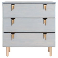 3 Drawer Ash Wood Dresser Gray Stain with Bronze Ribbon Hardware by Debra Folz