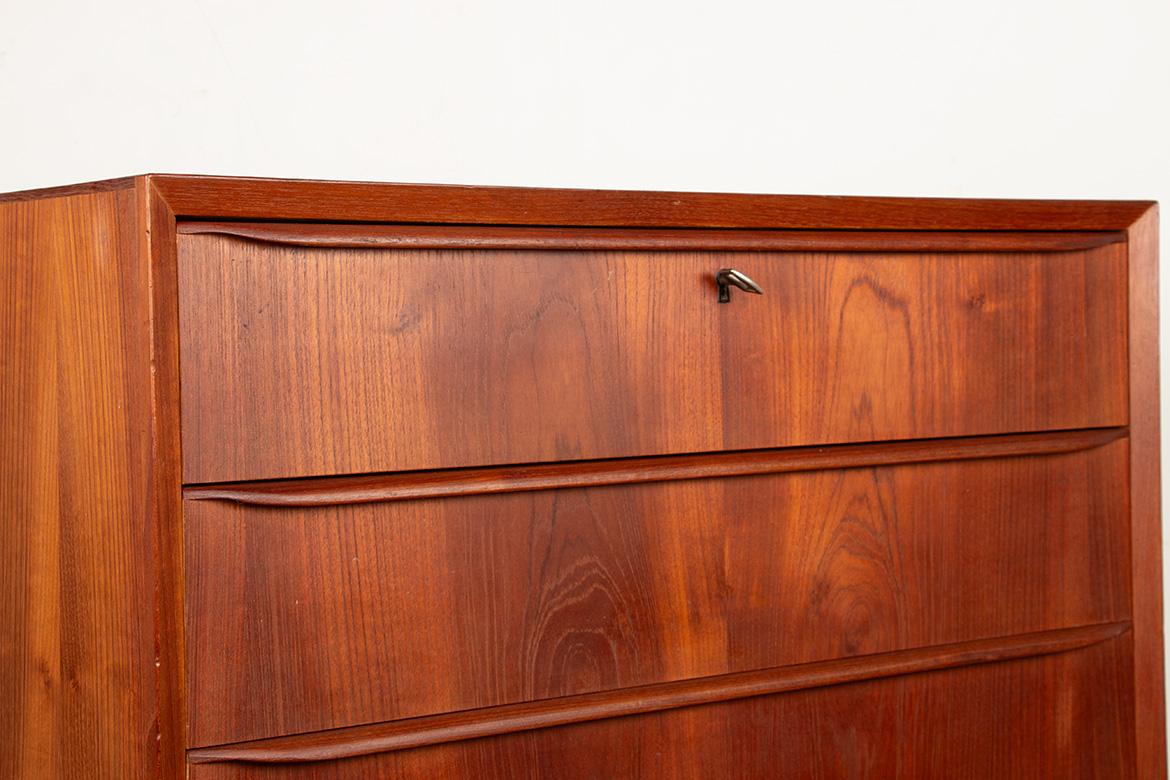 Commode à 3 tiroirs, teck, Danemark années 1960. en vente 4