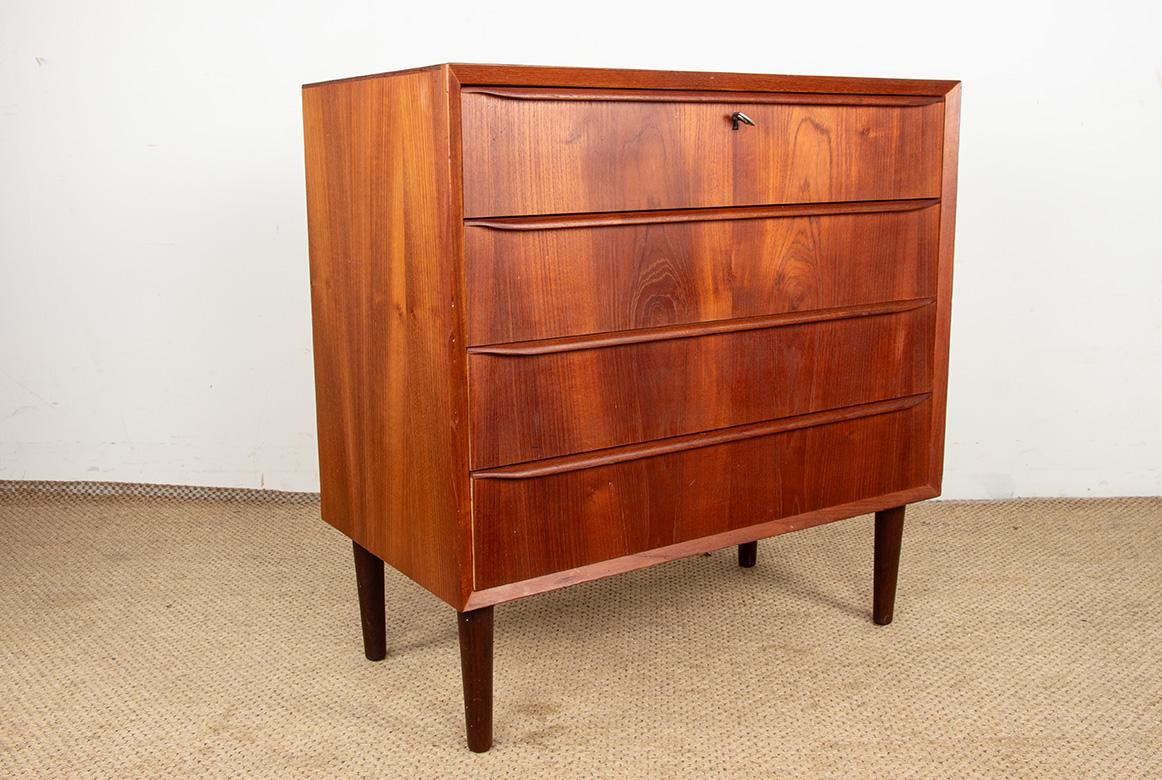 Commode à 3 tiroirs, teck, Danemark années 1960. en vente 5