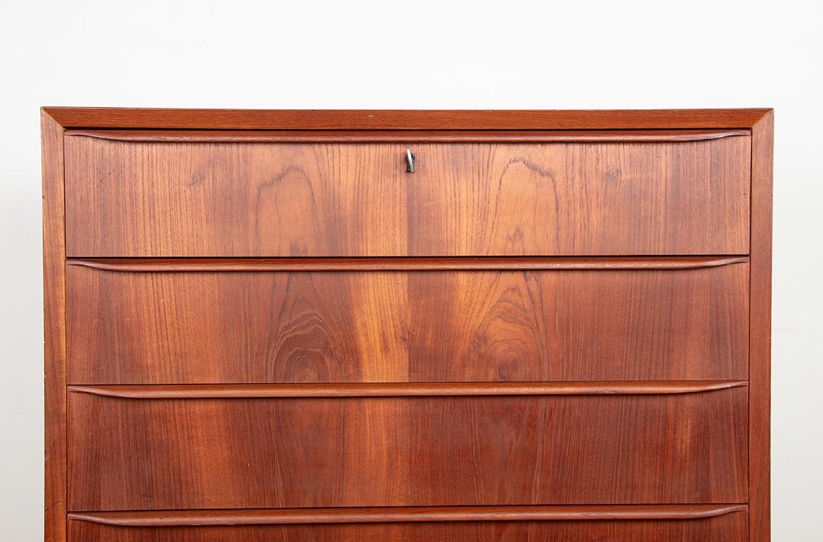 Scandinave moderne Commode à 3 tiroirs, teck, Danemark années 1960. en vente