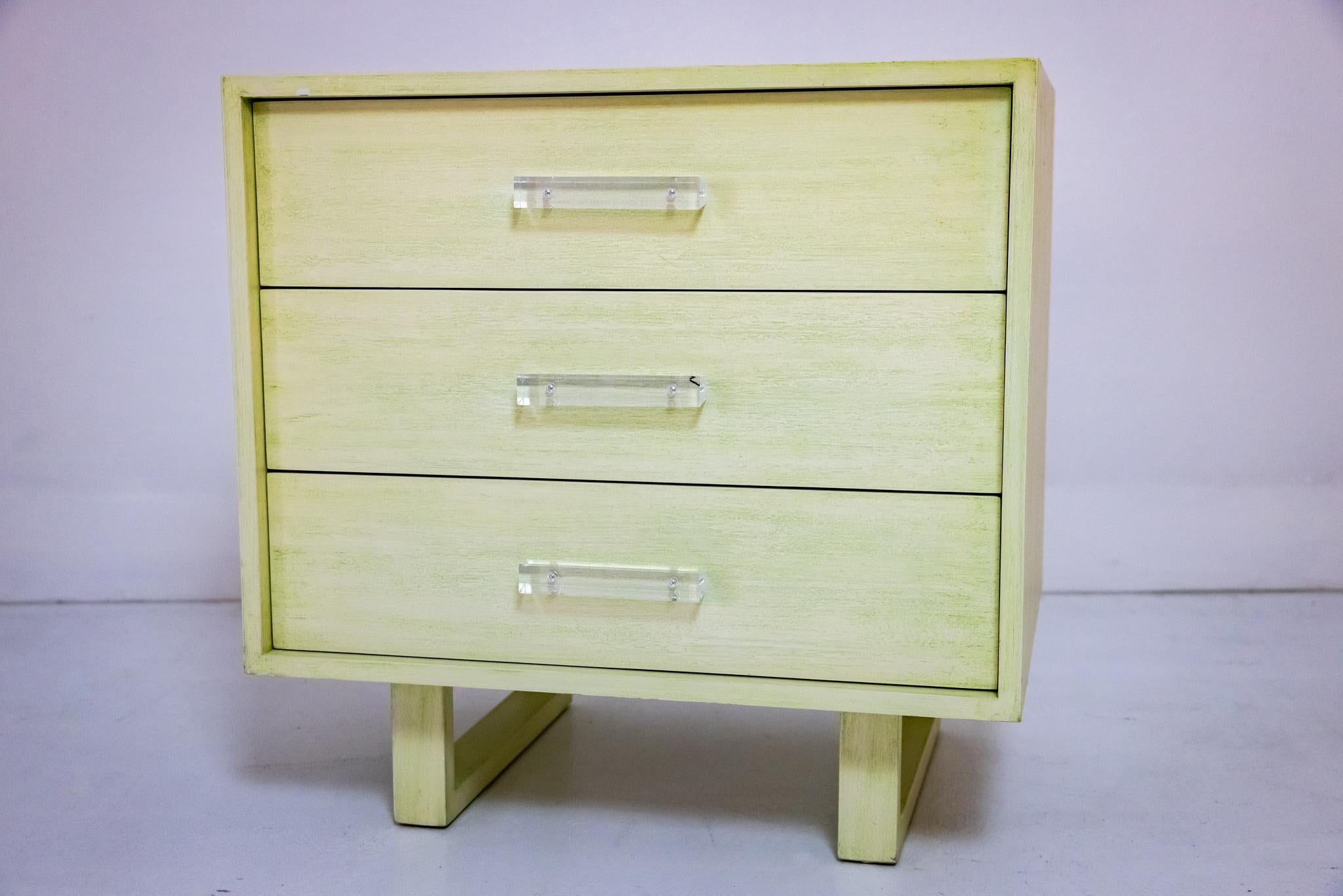 Mid-Century Modern 3 Drawer Chest on Runners with Lucite Handles by William Haines Inc