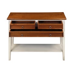 French Directoire Style 3-Drawer Handcrafted Wooden Console Table