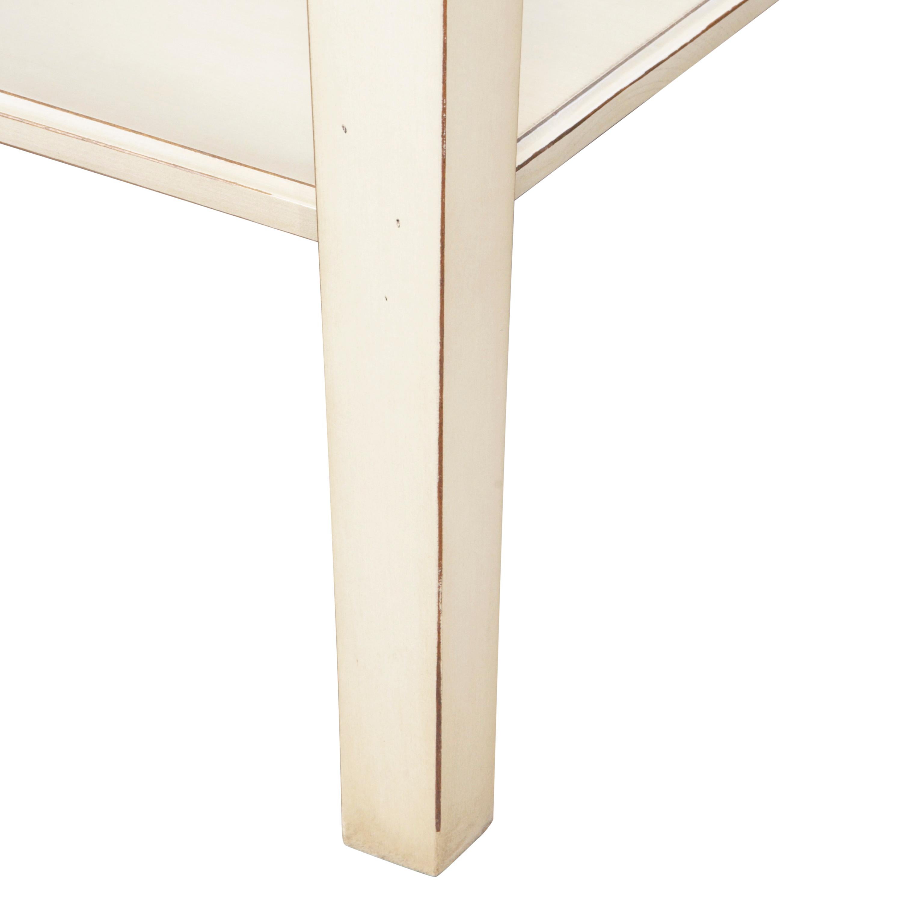 Contemporary 3-Drawer Console Table, Directoire Style, Cherry and White-Cream Lacquered For Sale
