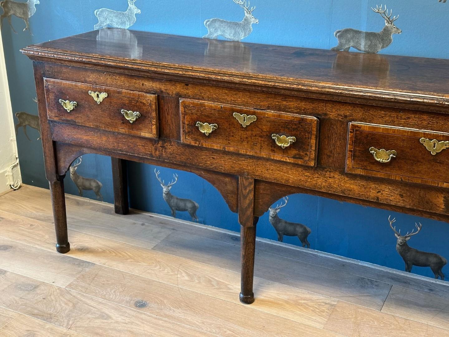 3 Drawer English Oak Dresser Base Circa 1720, antique server, antique sideboard  For Sale 8