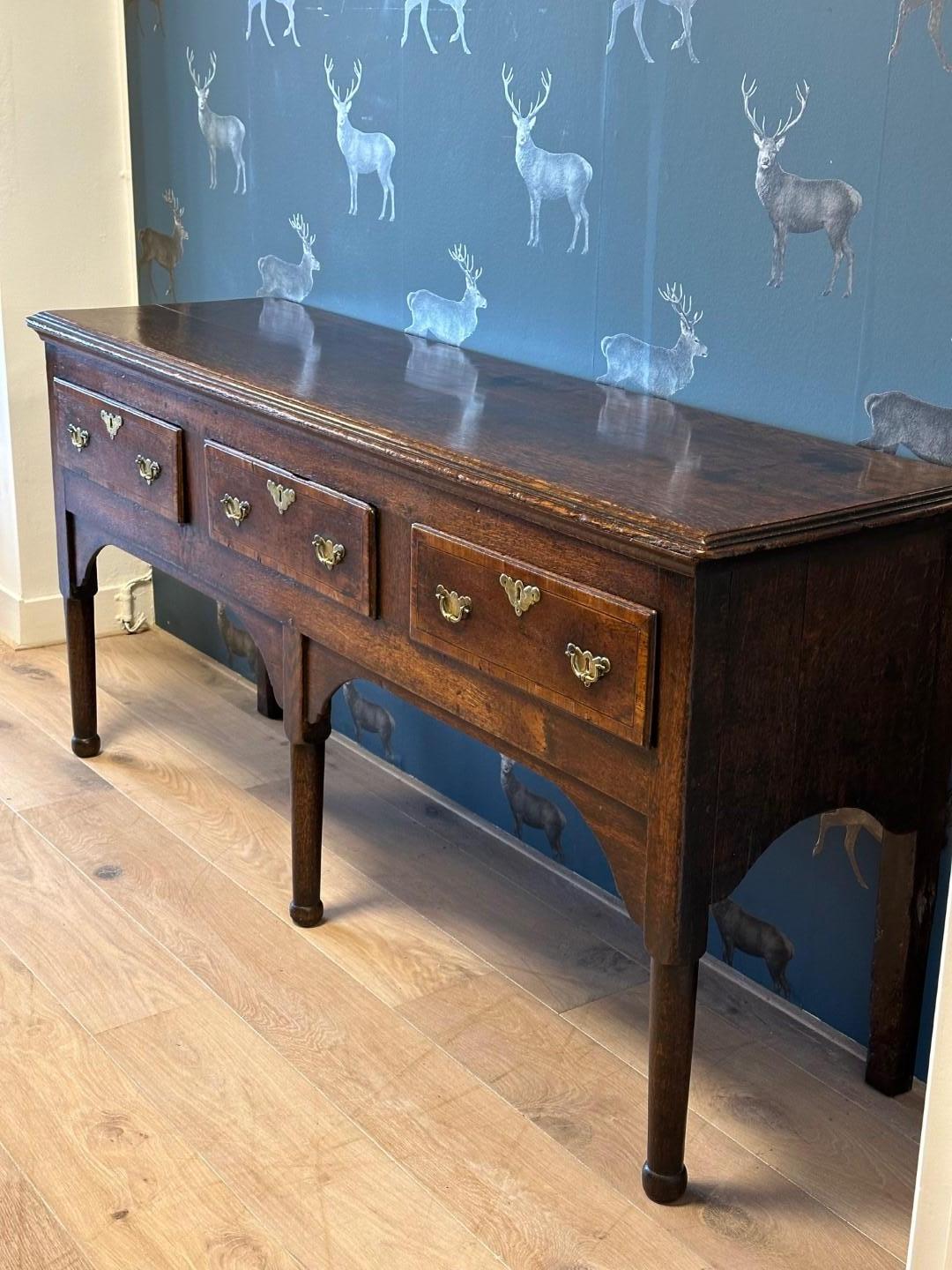 3 Drawer English Oak Dresser Base Circa 1720, antique server, antique sideboard  For Sale 9
