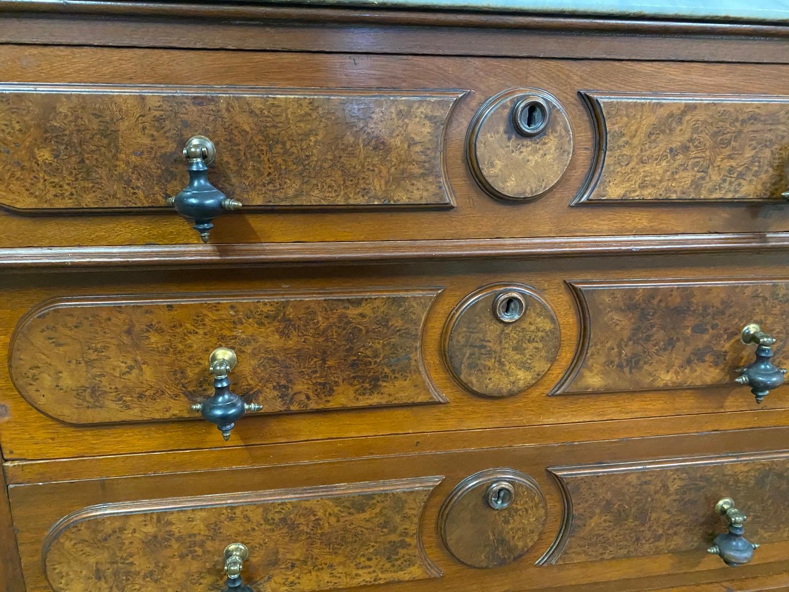 American 3 Drawer Marble Top Victorian Chest of Drawers