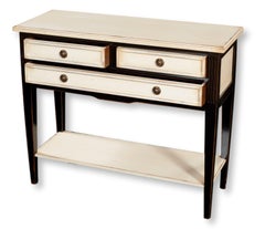 French Directoire Style 3-drawer lacquered console table in solid wood