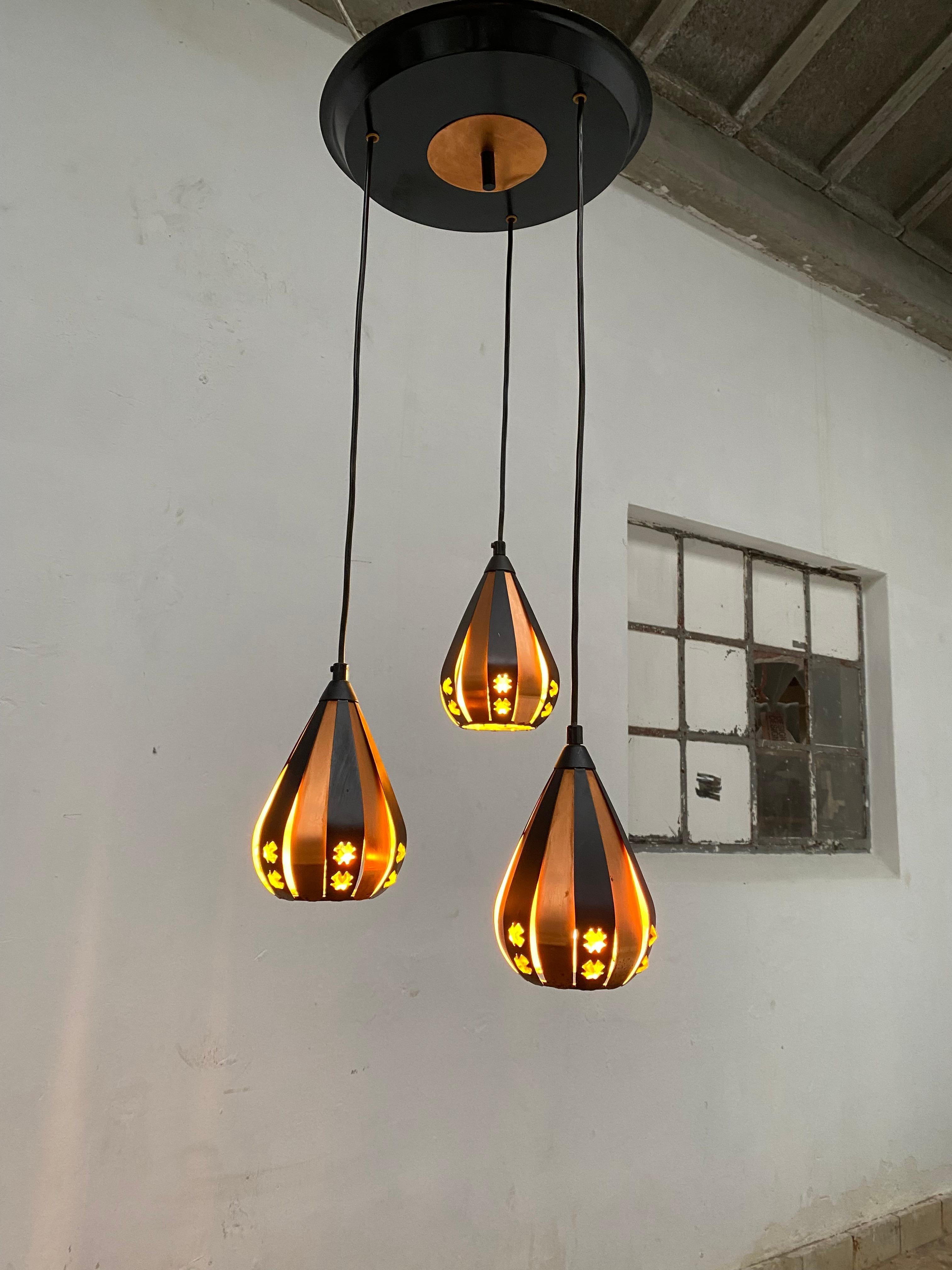 3 Droplet Pendant Chandelier by Werner Schou for Coronell Electrical Denmark  For Sale 3
