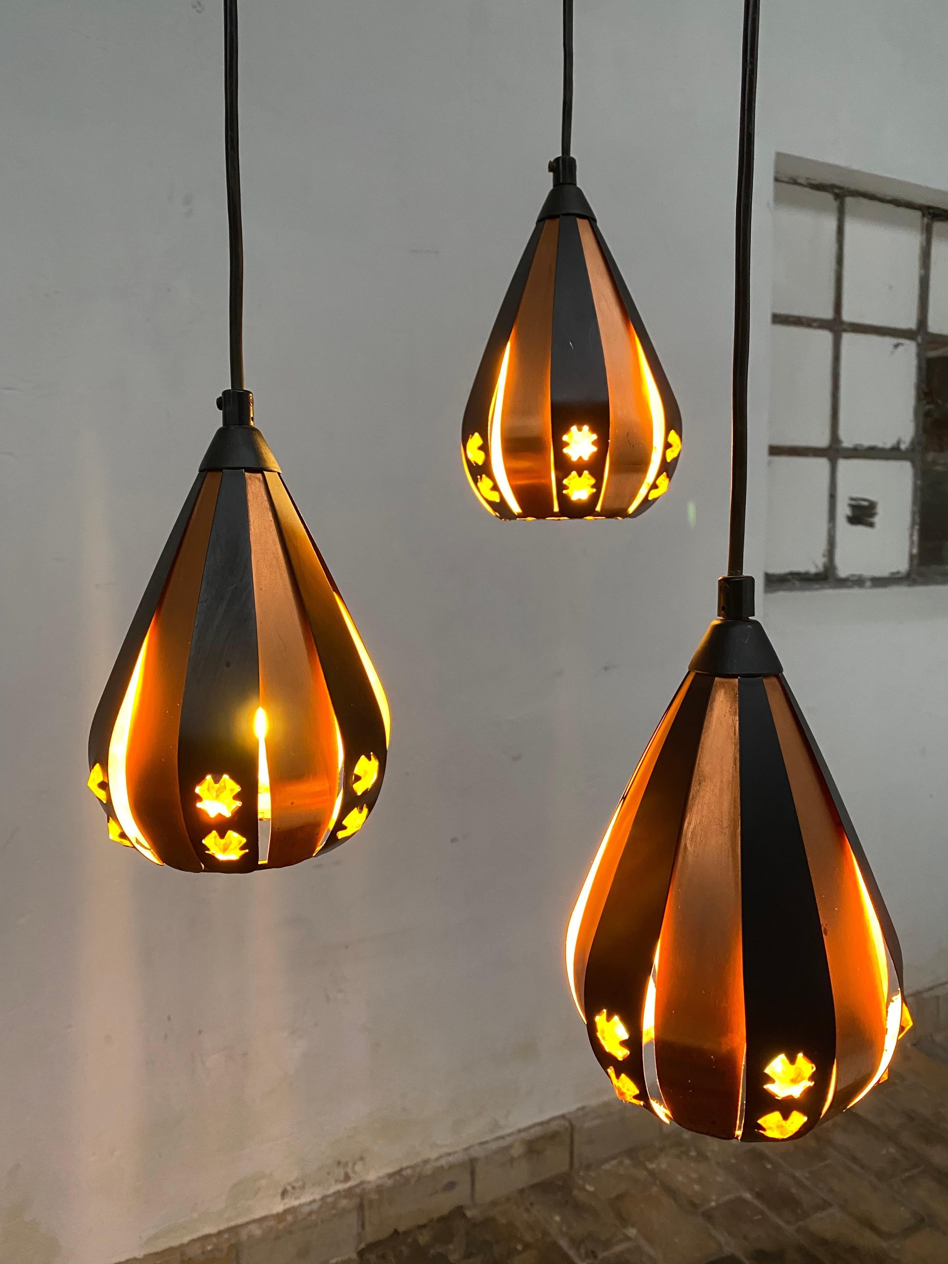 3 Droplet Pendant Chandelier by Werner Schou for Coronell Electrical Denmark  For Sale 5